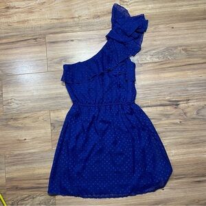 Women’s Off the Shoulder Blue Polka Dot Dress